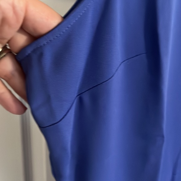 Ann Taylor factory sleeveless dress in periwinkle with faux wrap and tie - Picture 9 of 12